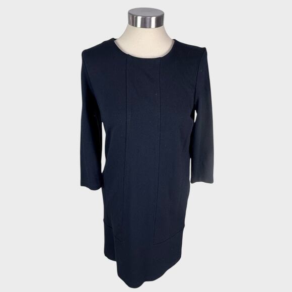 J. Jill Ponte Small Black Dress VIscose Rayon Spandex 3/4 Sleeve - Picture 1 of 8